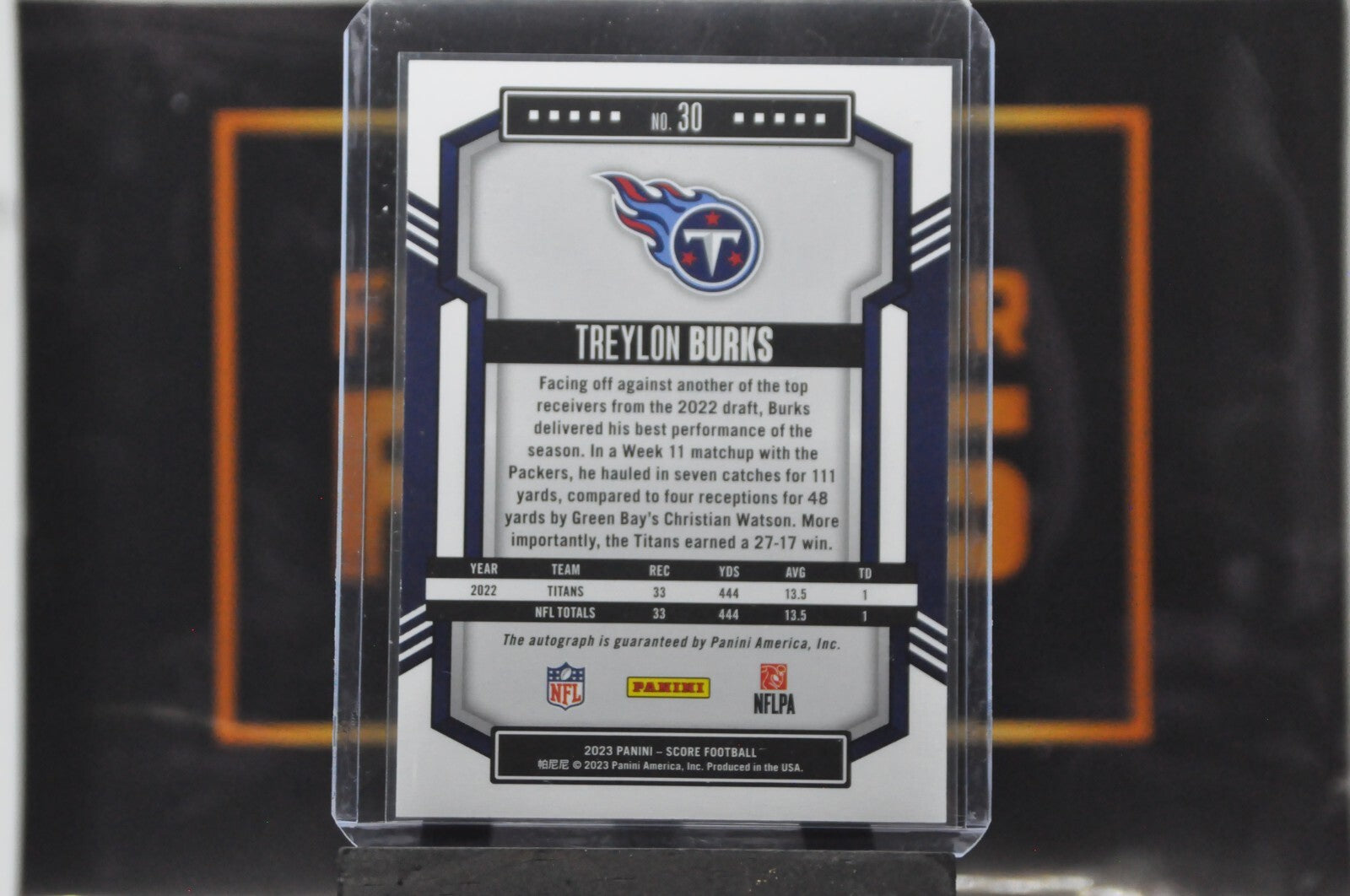 Treylon Burks [Signature] #30 (2023 Panini Score)