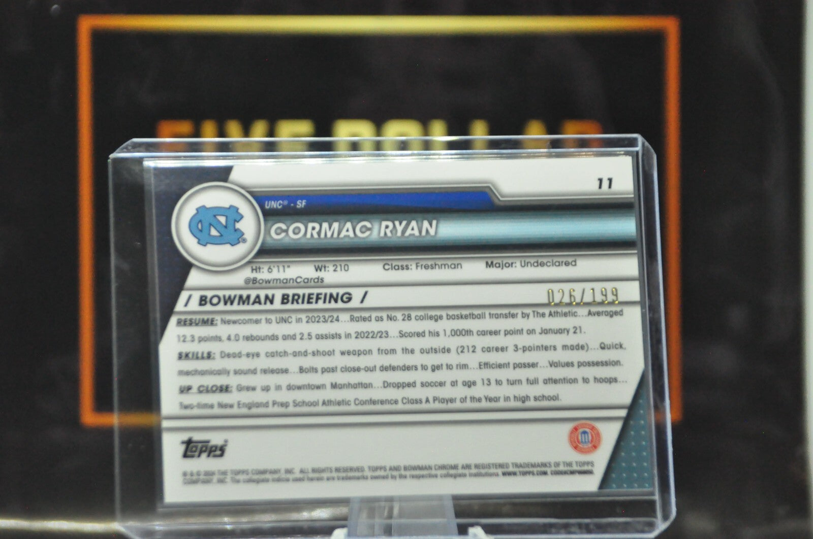 2023-24 Bowman Chrome University Cormac Ryan Blue Refractor #11 #026/199