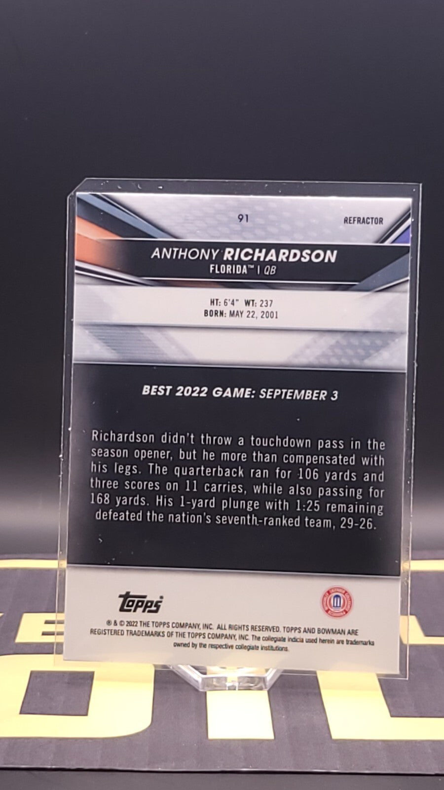 *Free Shipping @ $10+* 2022 Bowman's Best U Anthony Richardson Refractor #91