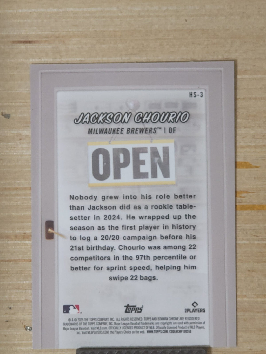 2025 Bowman - Jackson Chourio Future Stars Collectibles #HS-3