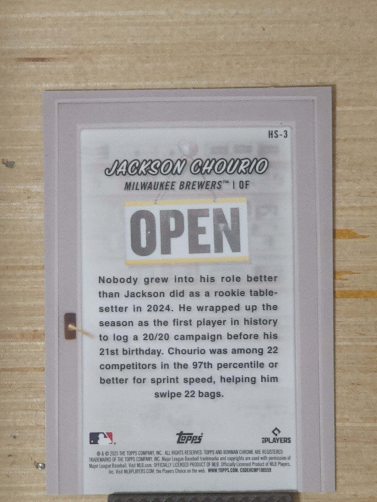 2025 Bowman - Jackson Chourio Future Stars Collectibles #HS-3