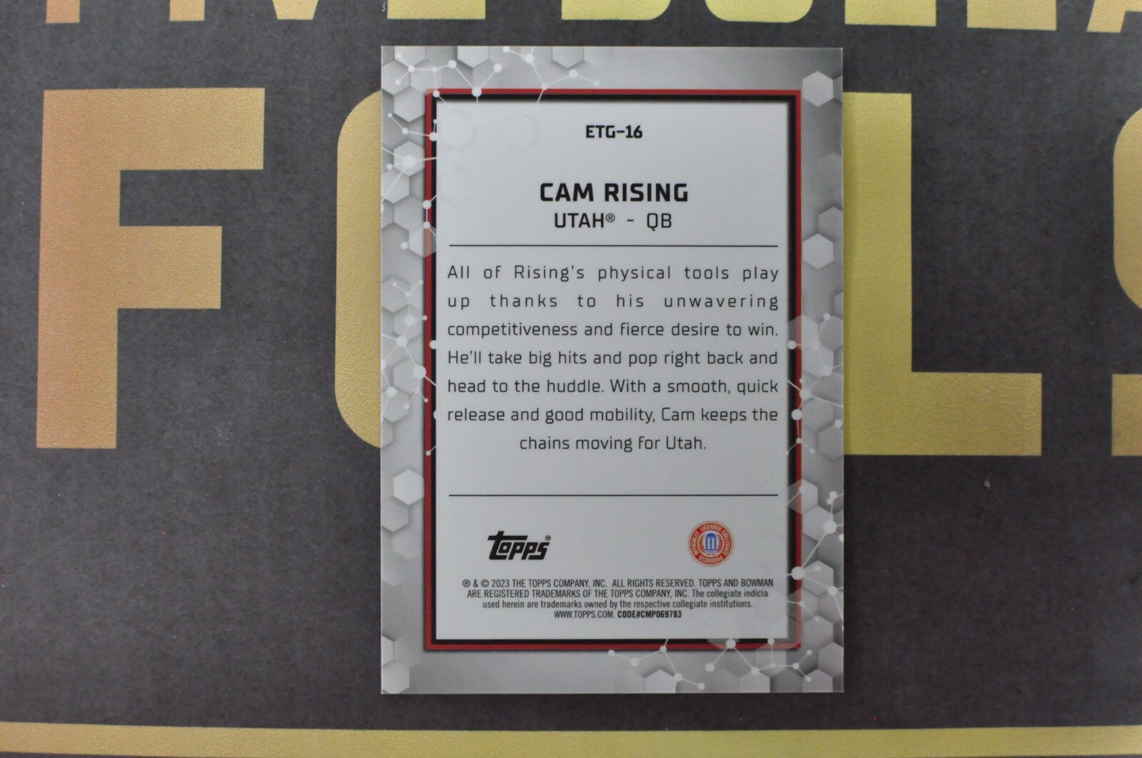 Cam Rising [Orange] #ETG-16 (2023 Bowman's Best University Elements Of The Game)