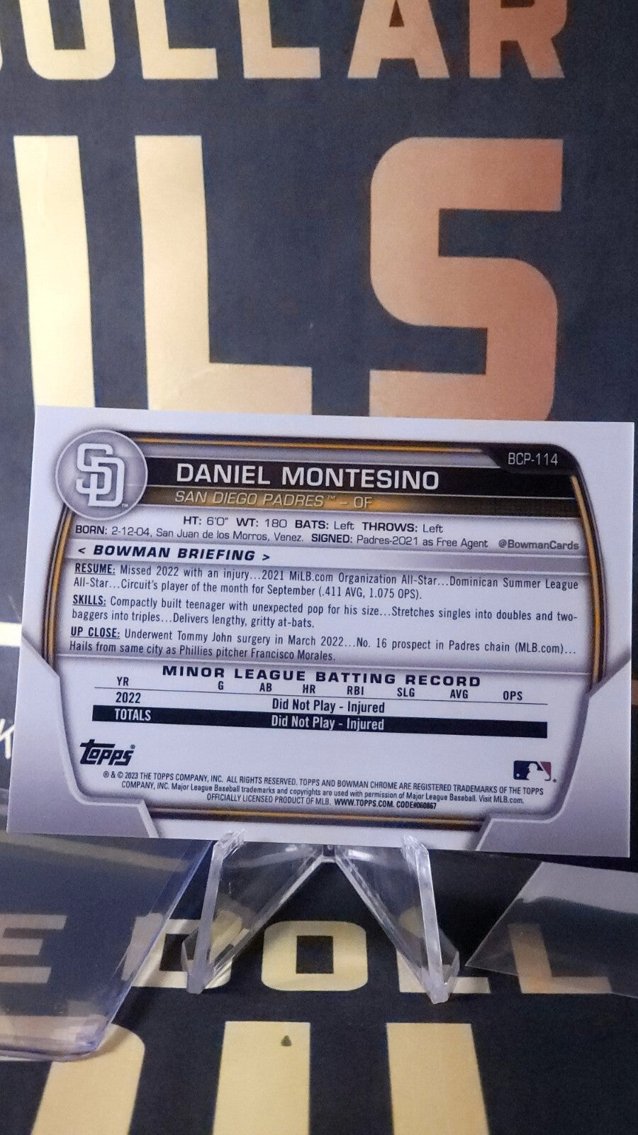 2023 Bowman Chrome Prospects: Daniel Montesino [Mega Box Mojo Navy] #BCP-114