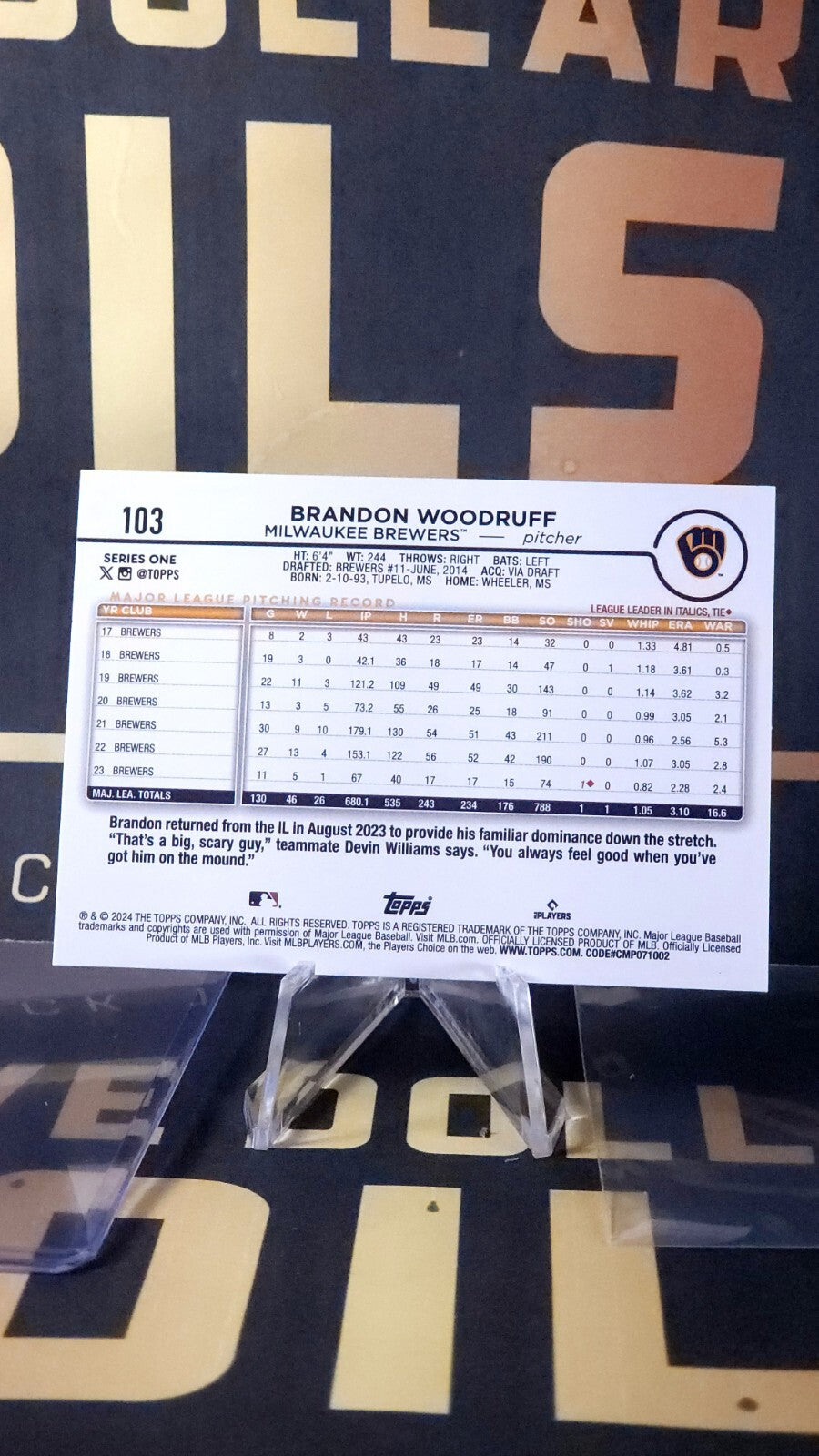 2024 Topps: Brandon Woodruff [Royal Blue] #103