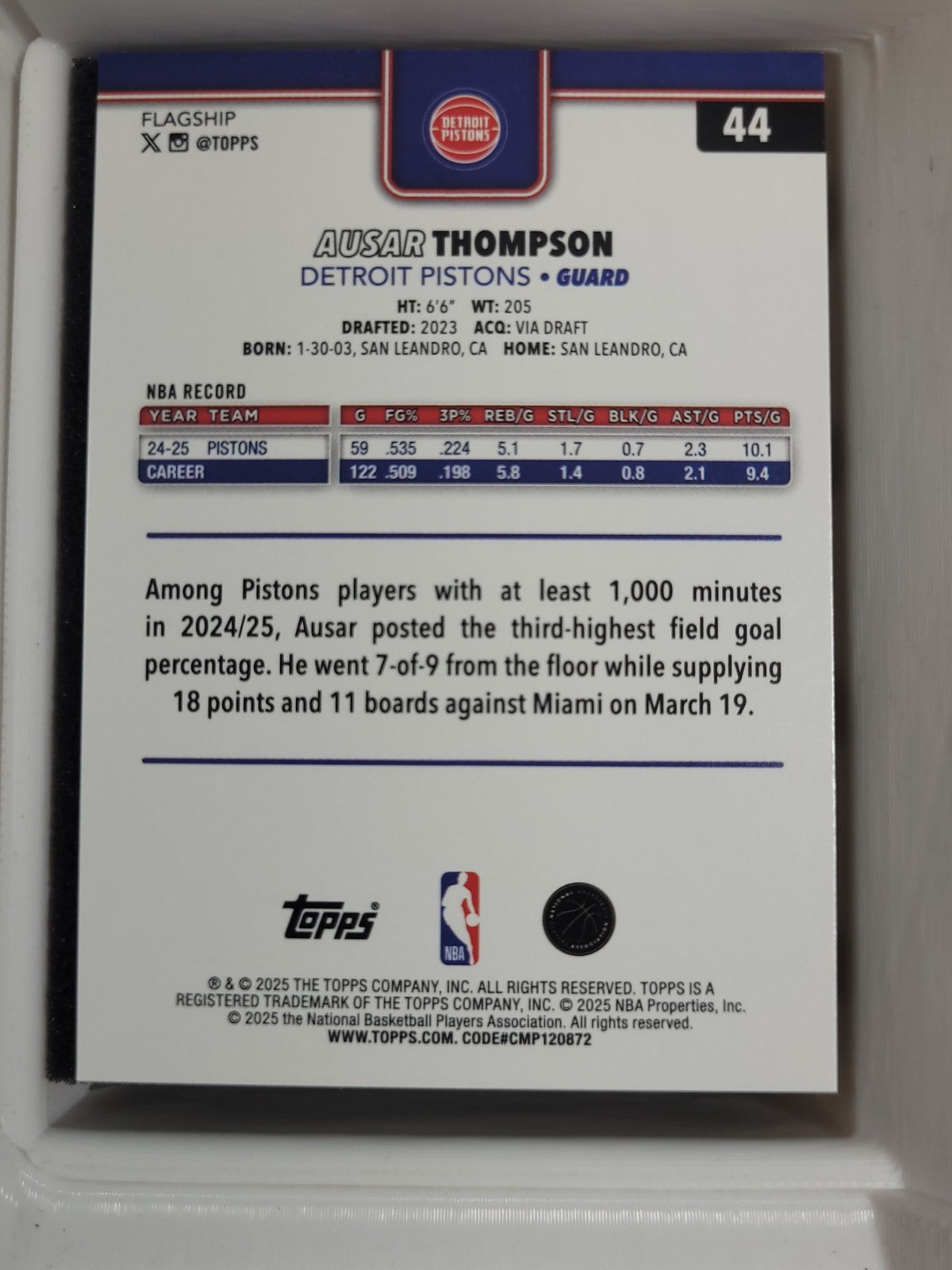 2025-26 Topps  Ausar Thompson #44 Sandglitter