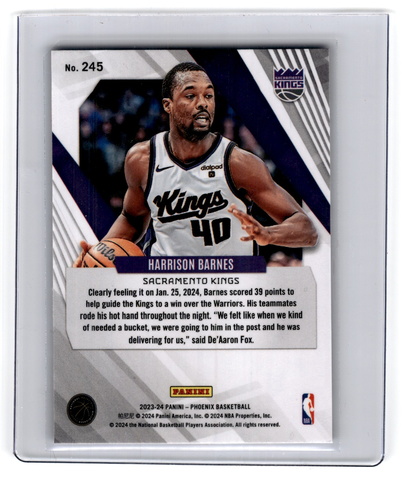 2023 Panini Phoenix Harrison Barnes #245 **Free Shipping @ $10+**