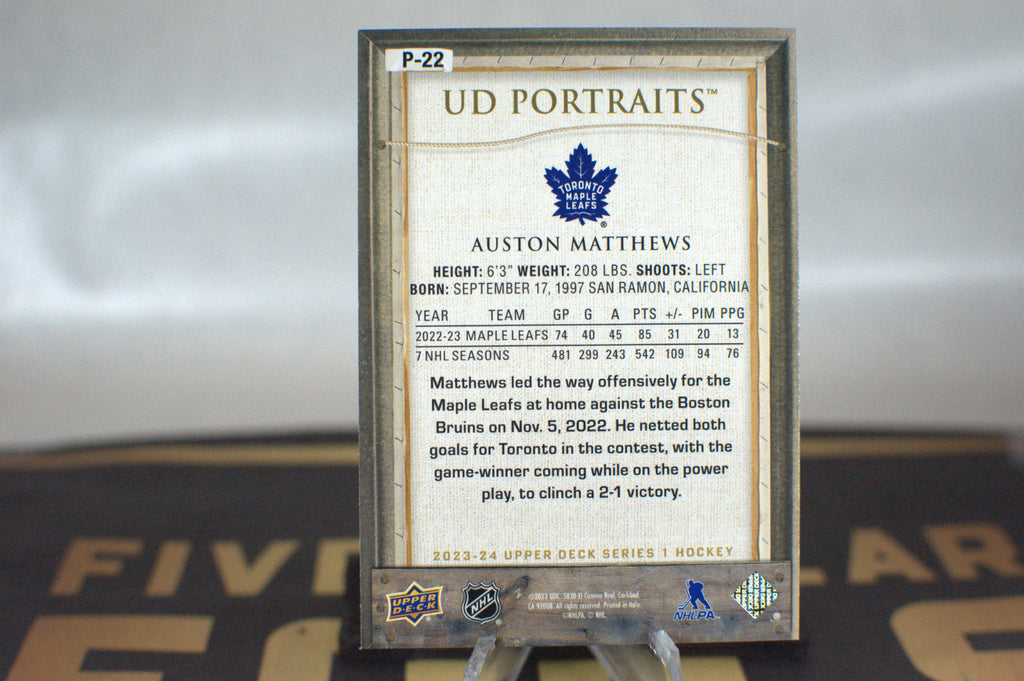 023 Upper Deck UD Portraits: Auston Matthews #P-22