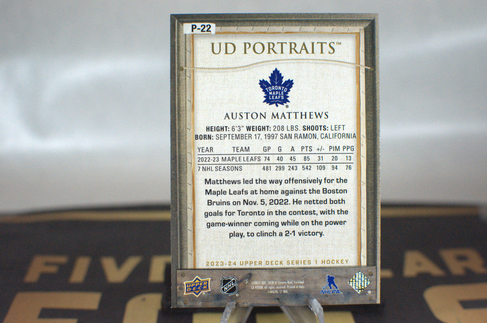 023 Upper Deck UD Portraits: Auston Matthews #P-22