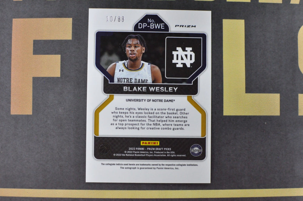 2022-23 Panini Prizm Draft Picks Prizms Choice Red #DP-DWE Blake Wesley 10/88