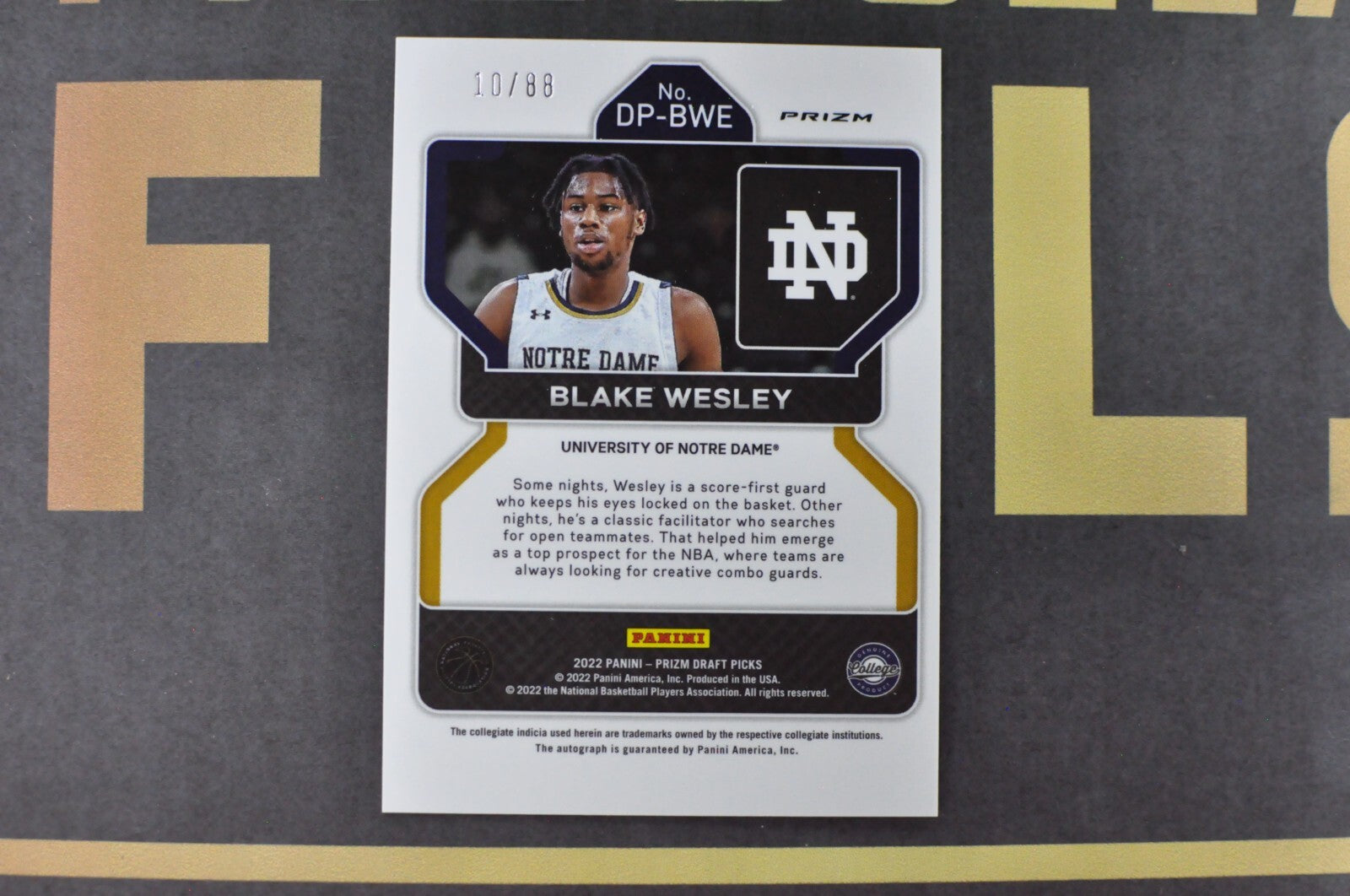 2022-23 Panini Prizm Draft Picks Prizms Choice Red #DP-DWE Blake Wesley 10/88