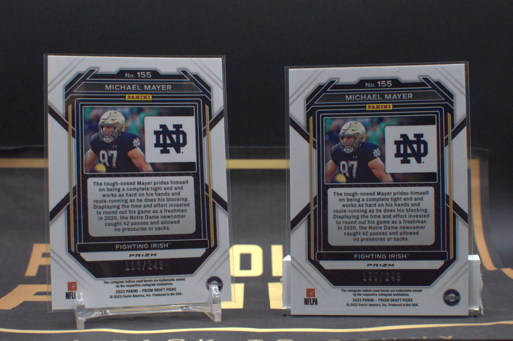 2 2023 Panini Prizm Draft Picks Michael Mayer [Blue Wave] #155 119 &120/249
