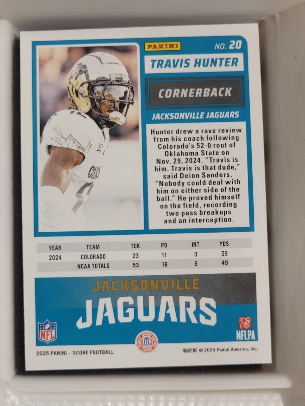2025 Score - Rookies Travis Hunter #20