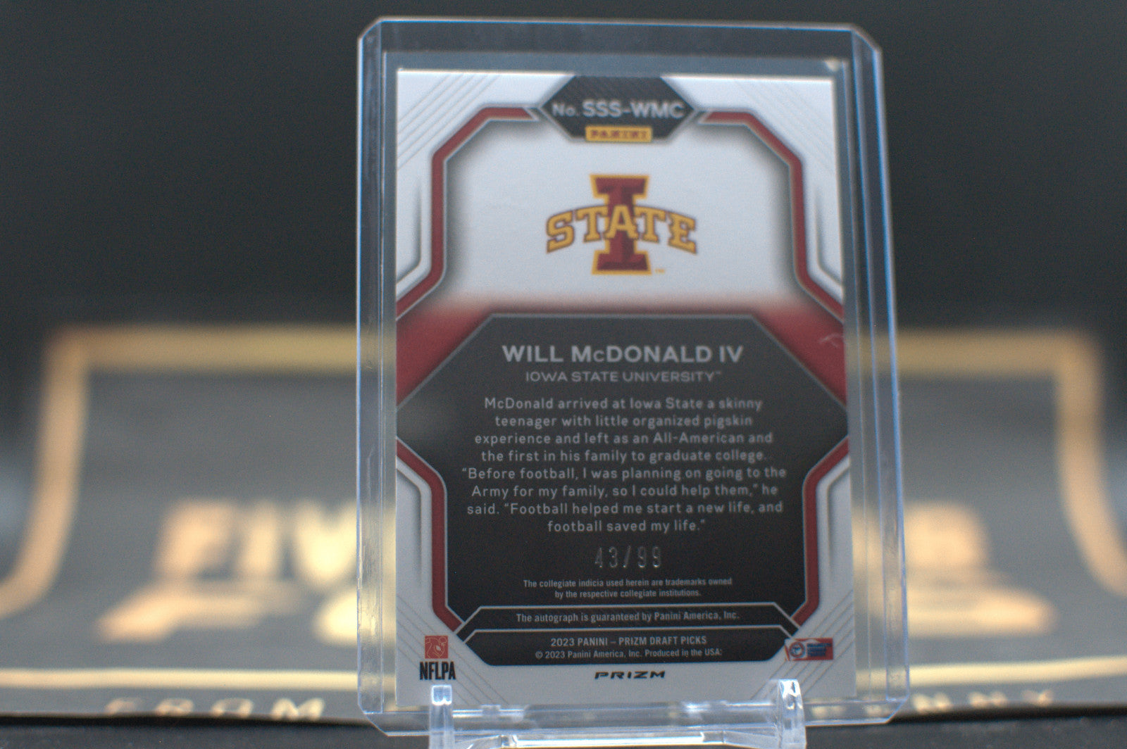 2023 Prizm Draft Pick Will McDonald IV PURPLE Ice Prizm /99 Auto SSS-WMC RC