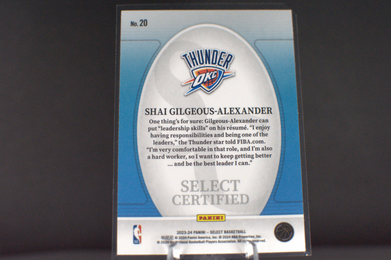 2023 Panini Select Certified : Shai Gilgeous-Alexander #20