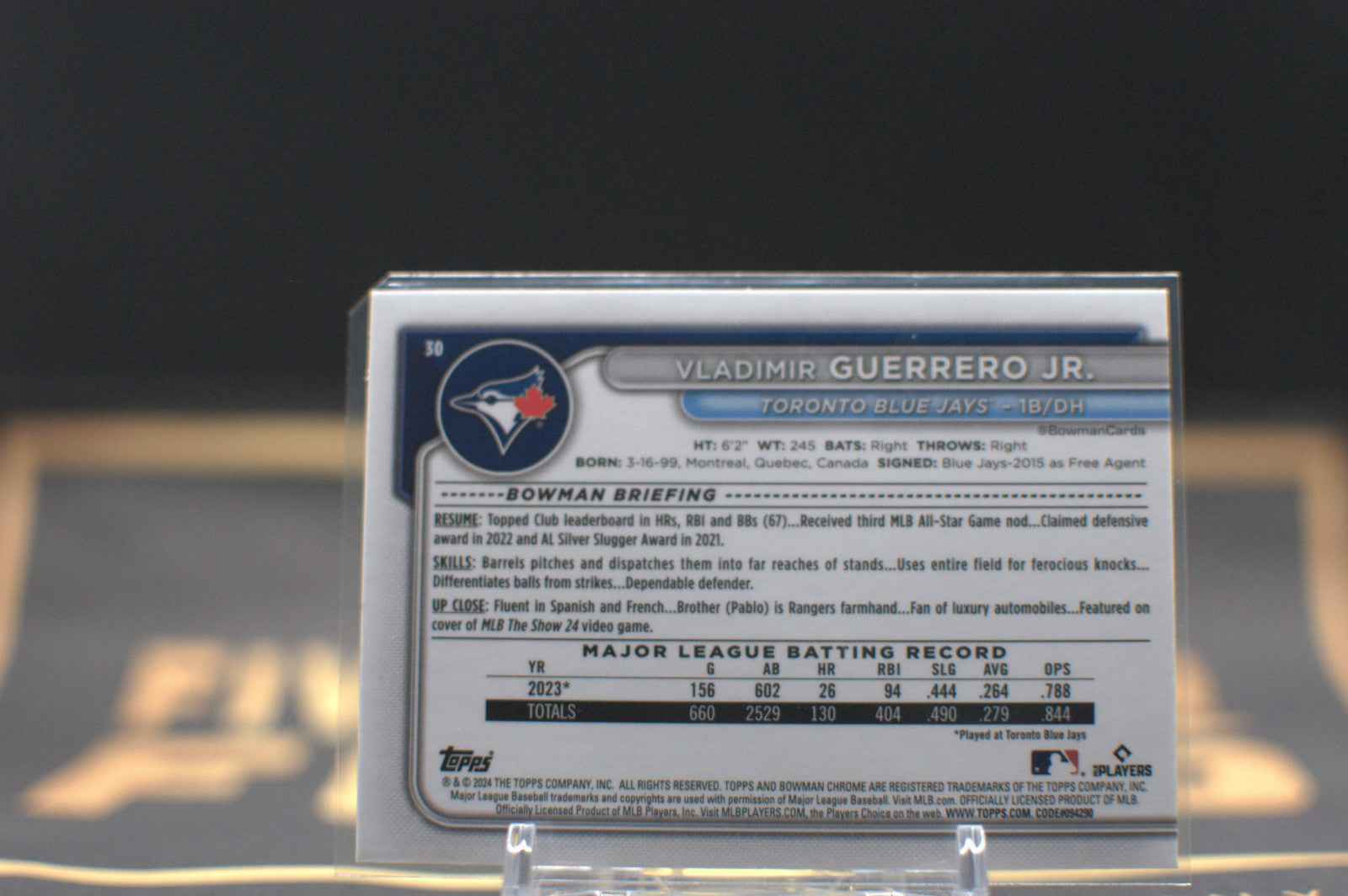 2024 Bowman Chrome Vladimir Guerrero Jr. [Purple Mojo] #30 **Free Shipping @$10+