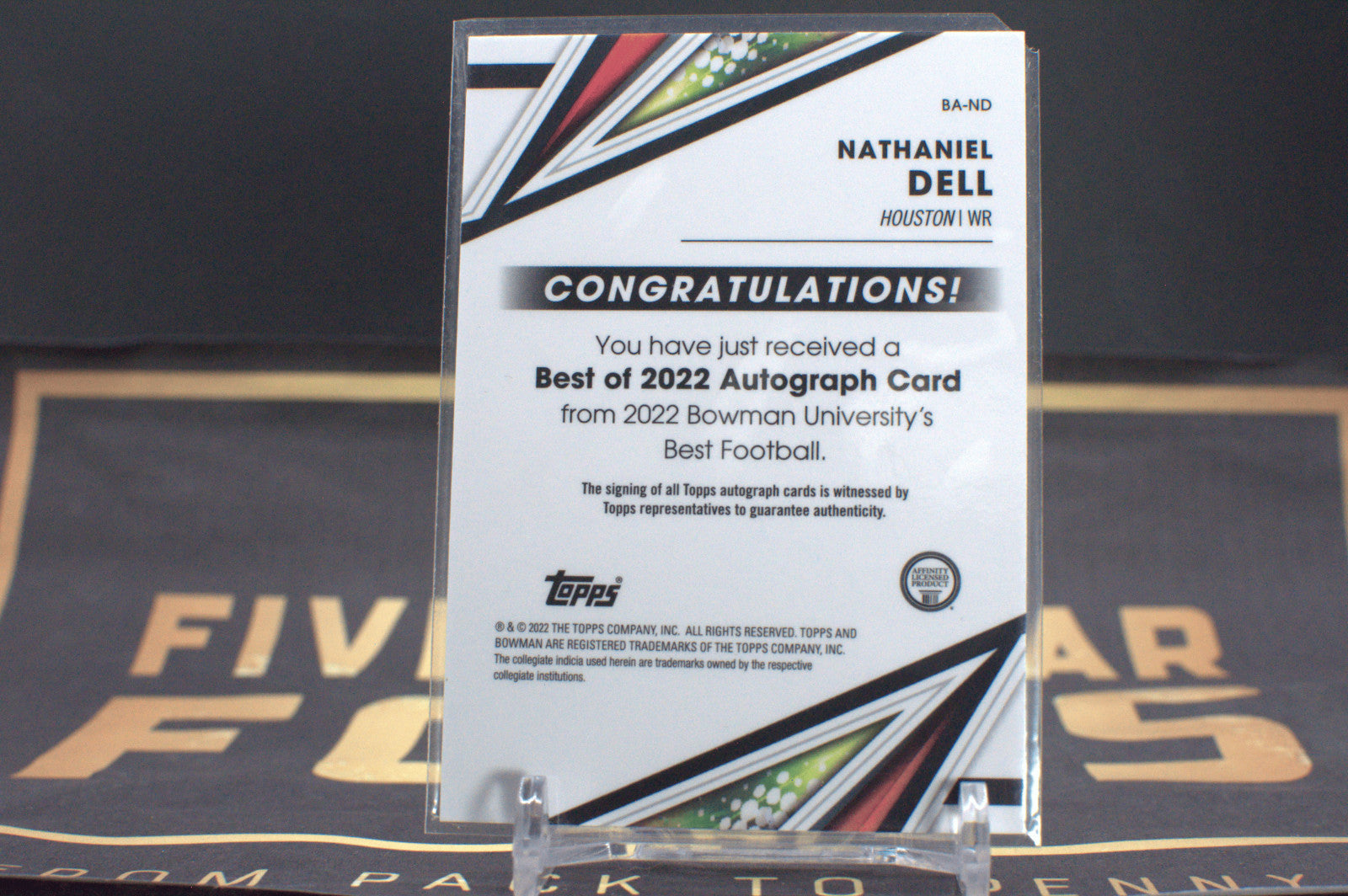 Nathaniel Dell 2022 Bowman Best University #BA-ND Best of 2022 Base Auto