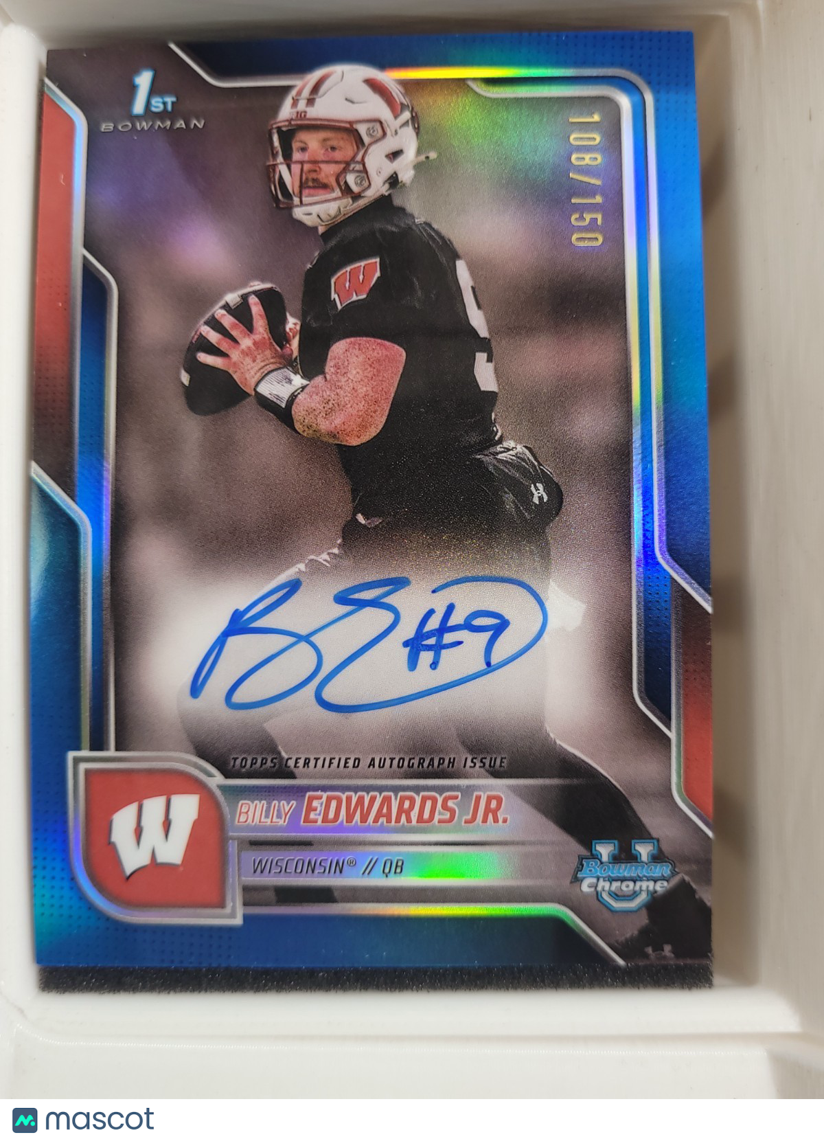 2025 Bowman University Chrome Prospect Auto Billy Edwards JR BCA-BE Blue 108/150