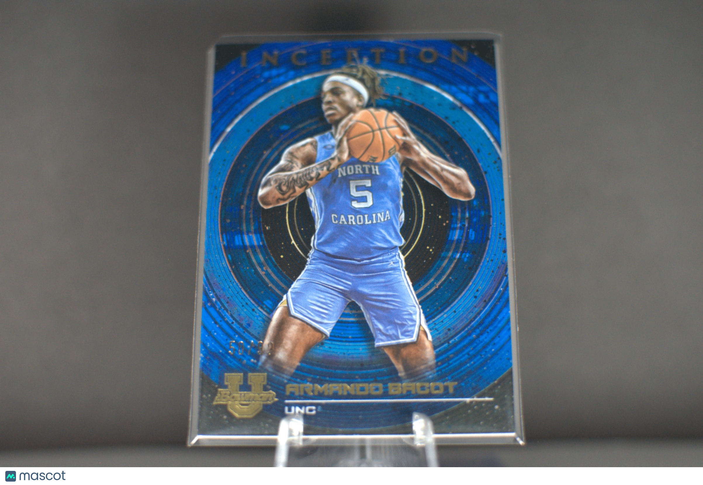 2022-23 Bowman University Inception Armando Bacot Blue Foil 50/99 UNC Tar Heels