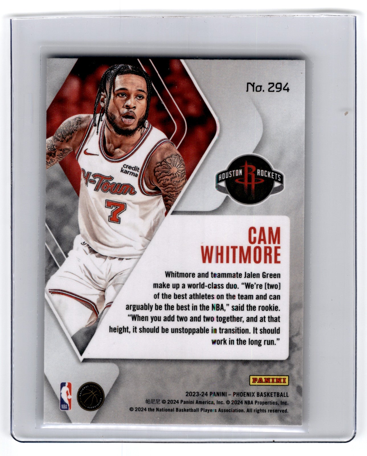 2023 Panini Phoenix Cam Whitmore #294 **Free Shipping @ $10+**