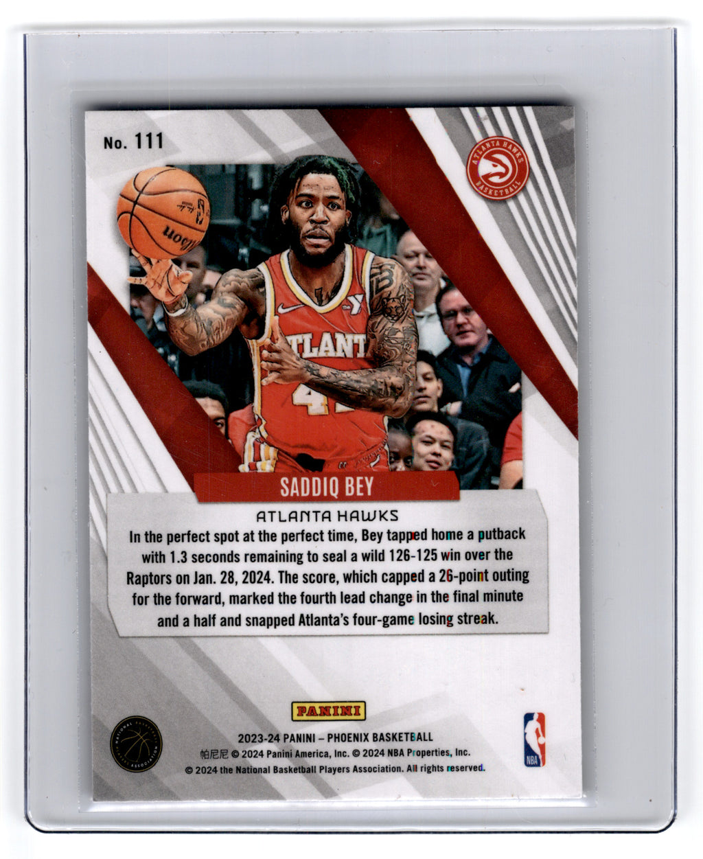 2023 Panini Phoenix Saddiq Bey #111 **Free Shipping @ $10+**