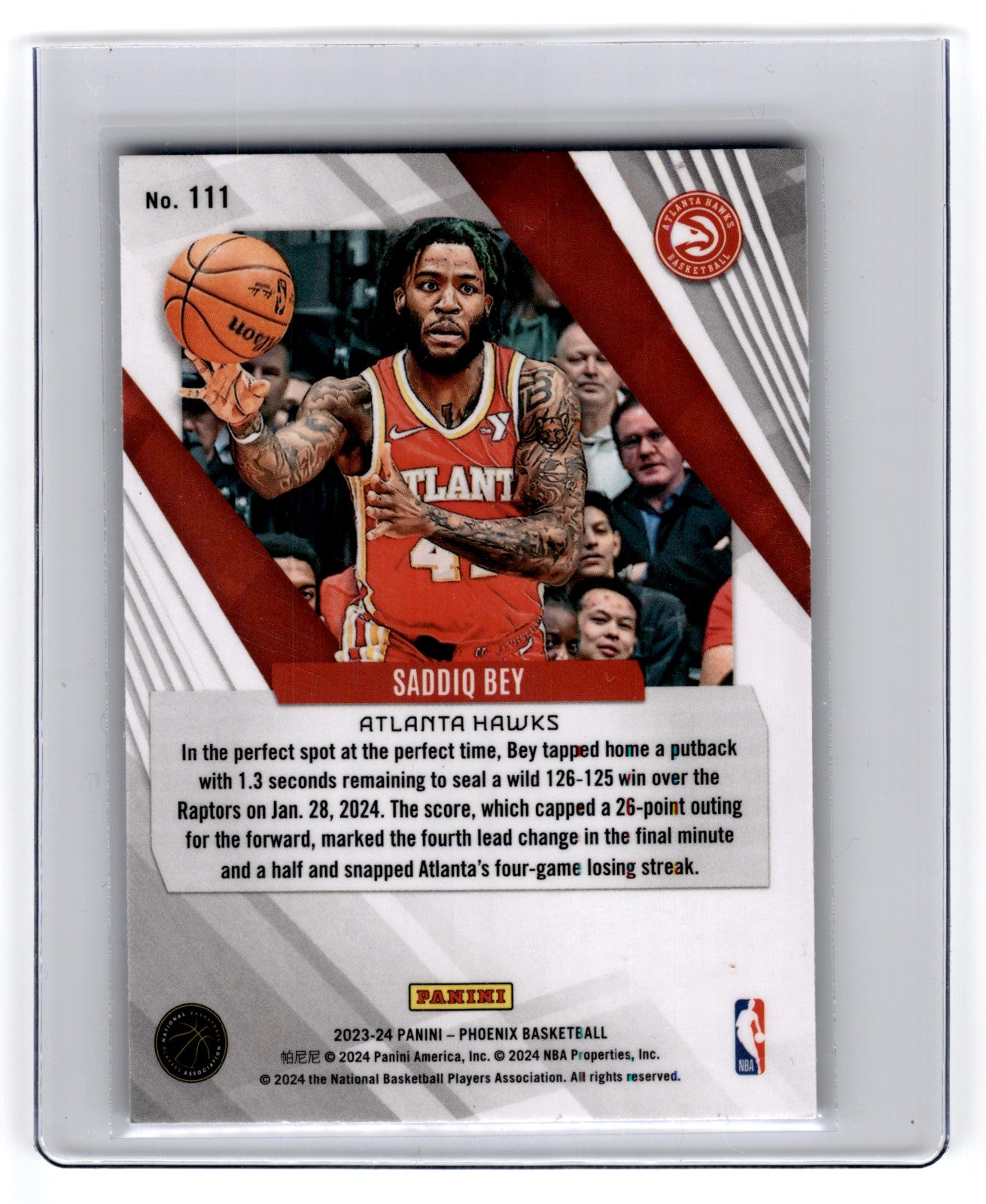 2023 Panini Phoenix Saddiq Bey #111 **Free Shipping @ $10+**
