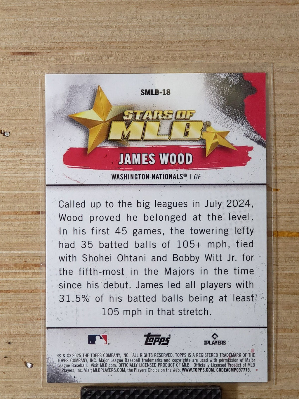 2025 Topps Series 1 - Stars of Mlb James Wood #SMLB-18 (RC)