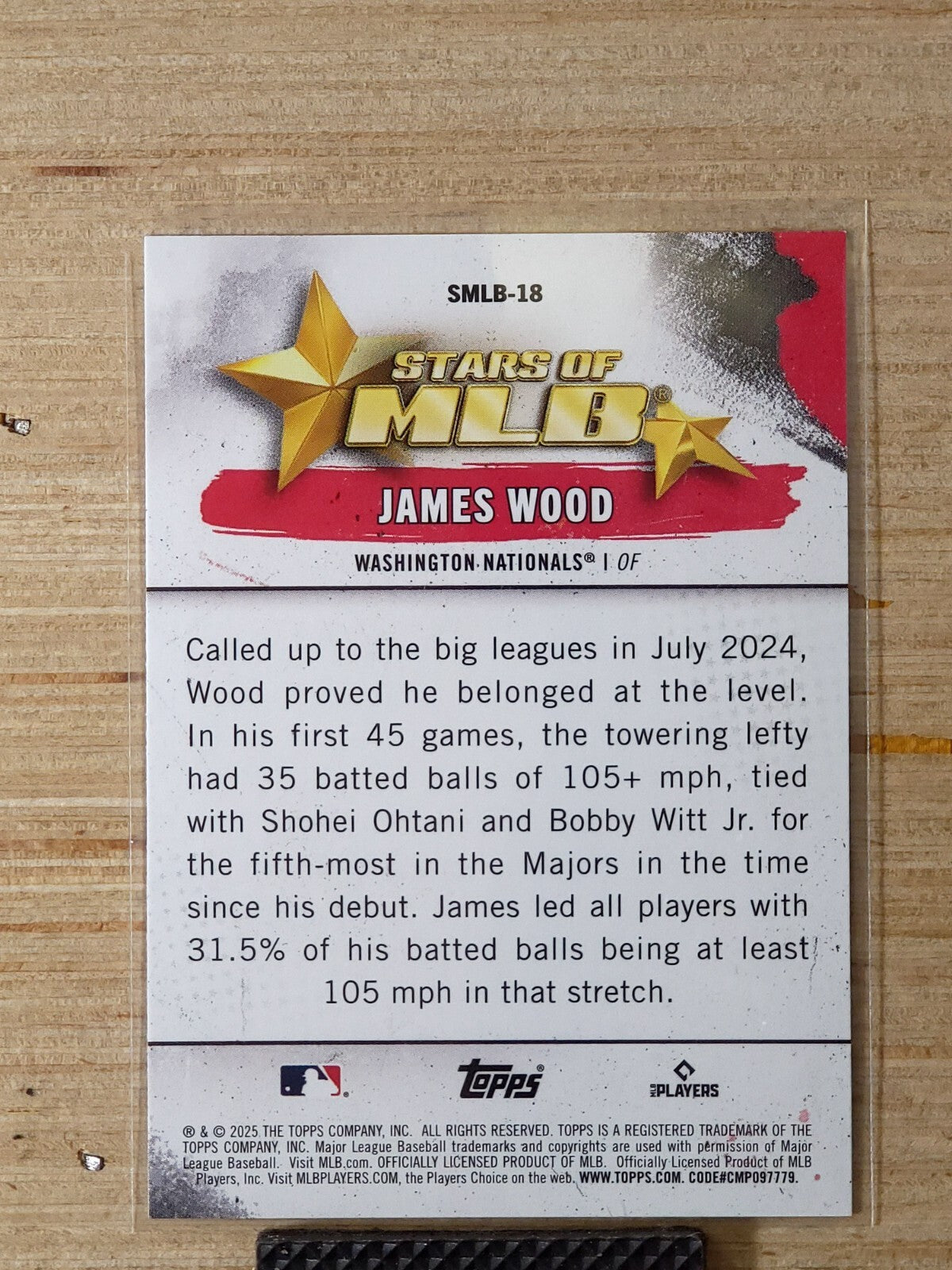 2025 Topps Series 1 - Stars of Mlb James Wood #SMLB-18 (RC)