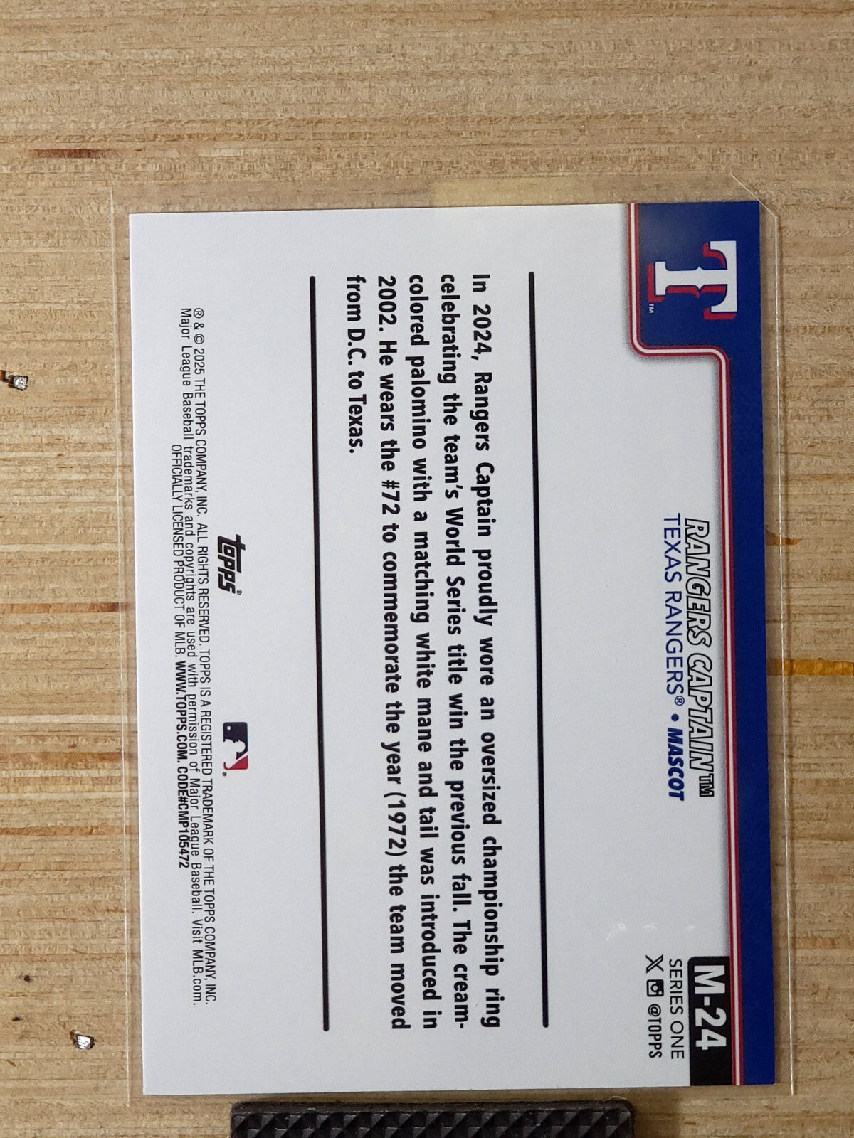 2025 Topps Celebration Mascot Rangers Mascot #M-24