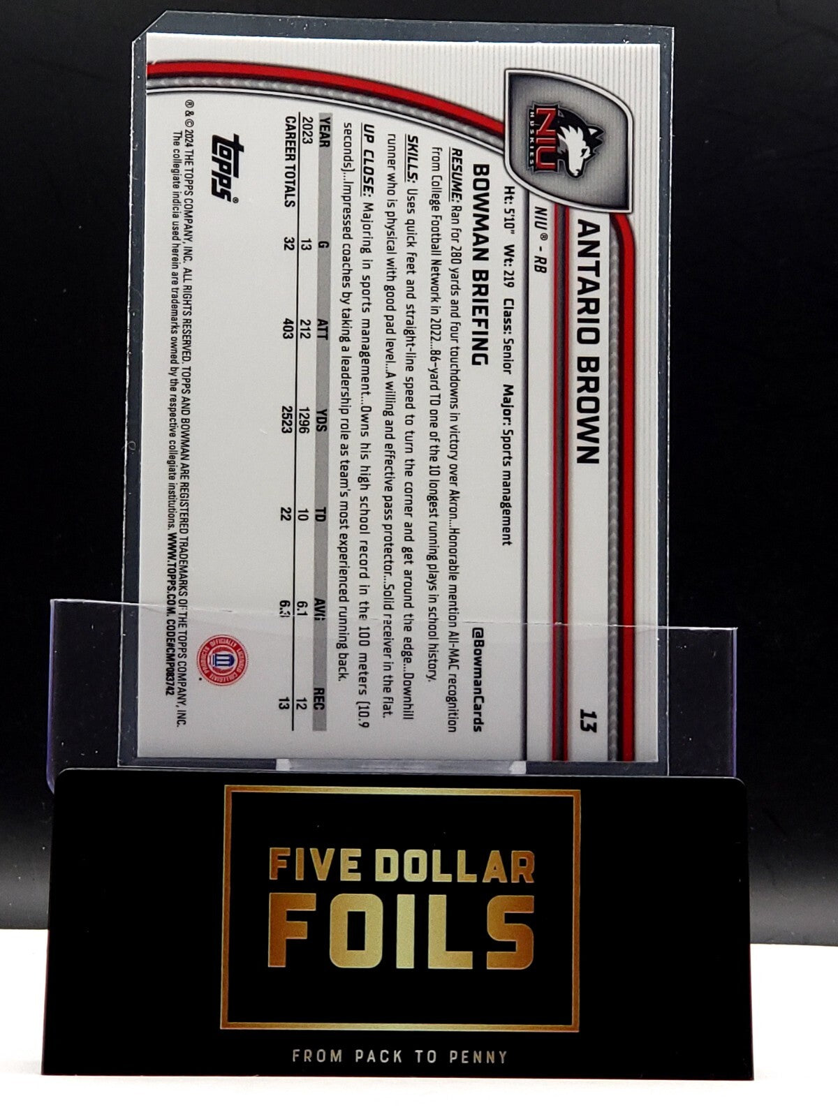 2024 Bowman University Chrome - #13 Antario Brown Purple Shimmer