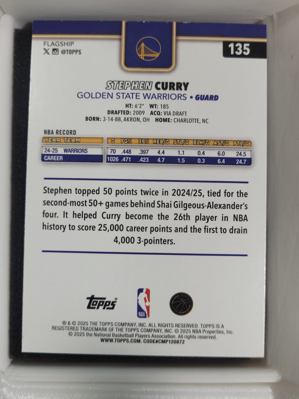 2025-26 Topps Basketball Stephen Curry 135