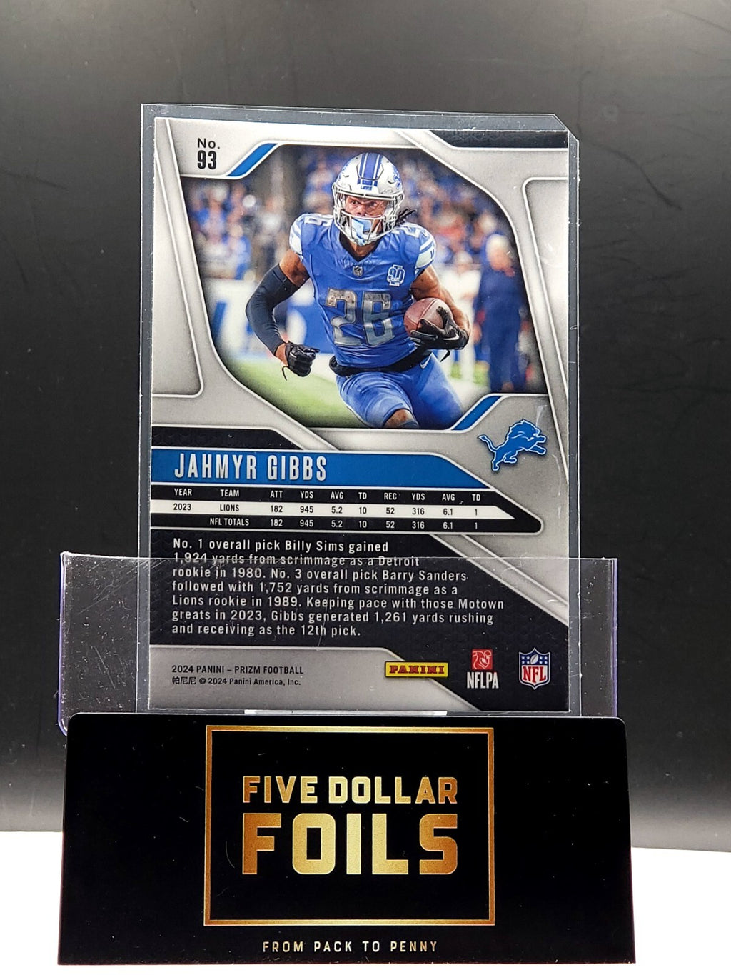 *Free Shipping @ $10* 2024 Panini Prizm #93 Jahmyr Gibbs