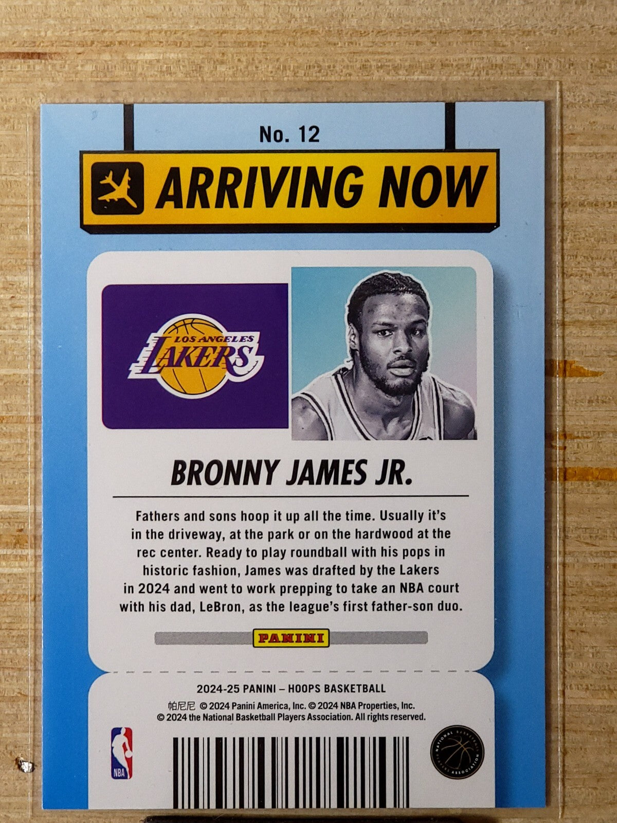 2024 Panini NBA Hoops - #12 Arriving Now Bronny James Jr.