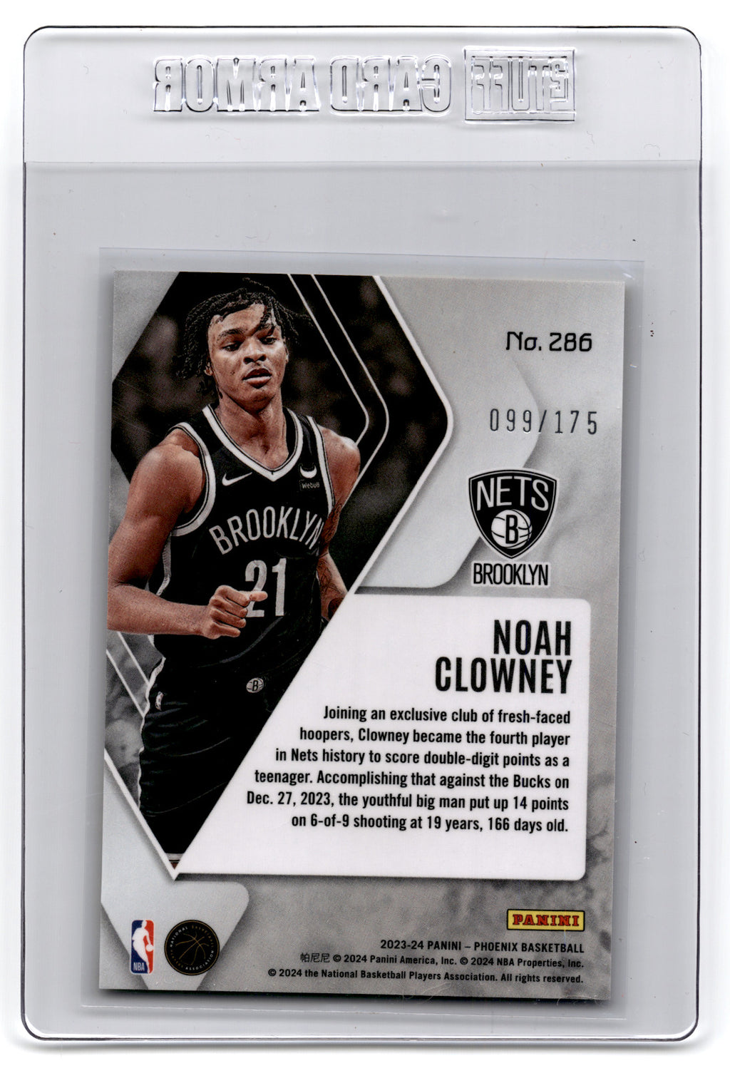 2023-24 Panini Pheonix Noah Clowney #286 Yellow Ice