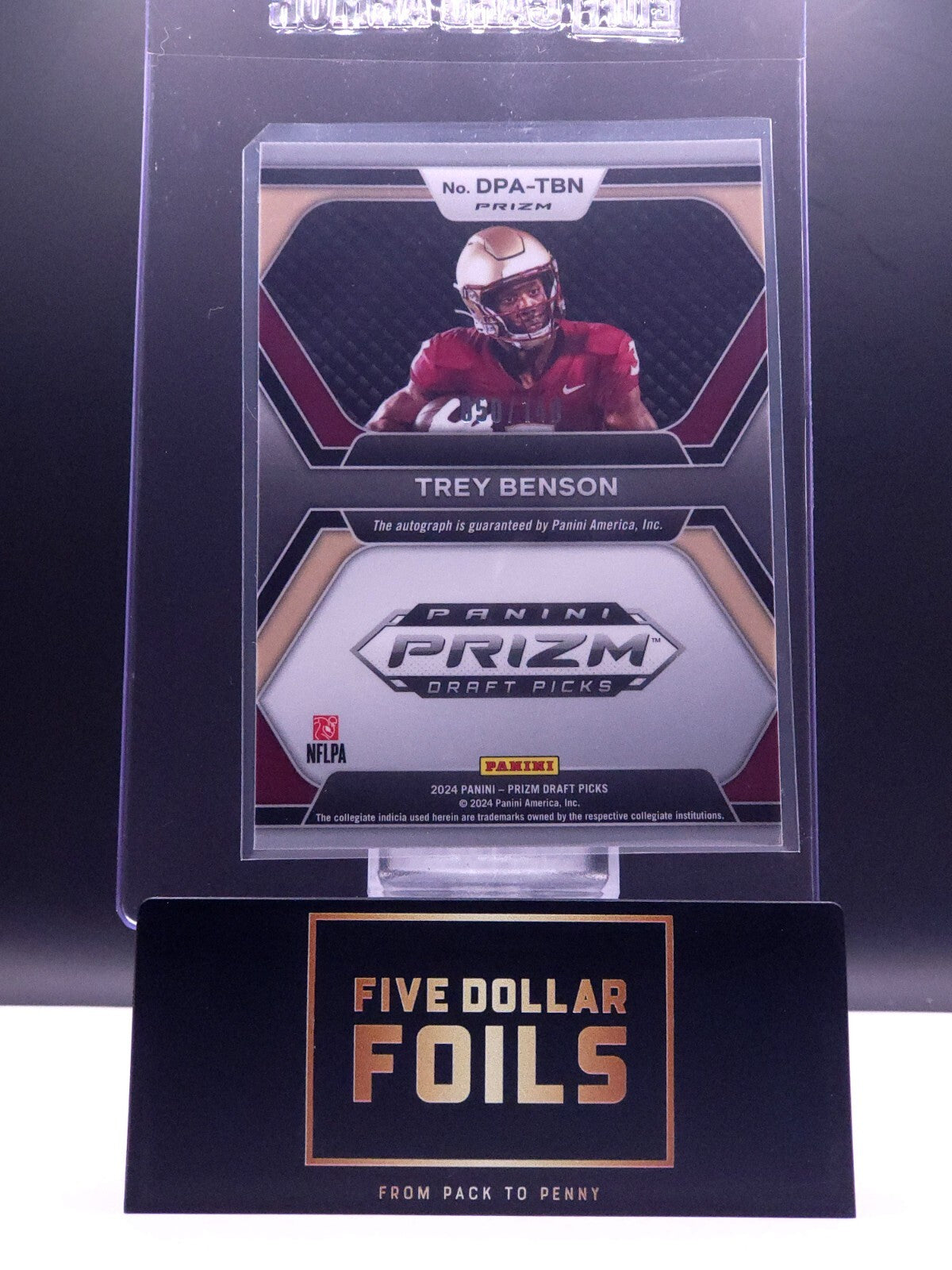 2024 Panini Prizm Draft Picks Auto #DPA-TBN Trey Benson Blue 050/149