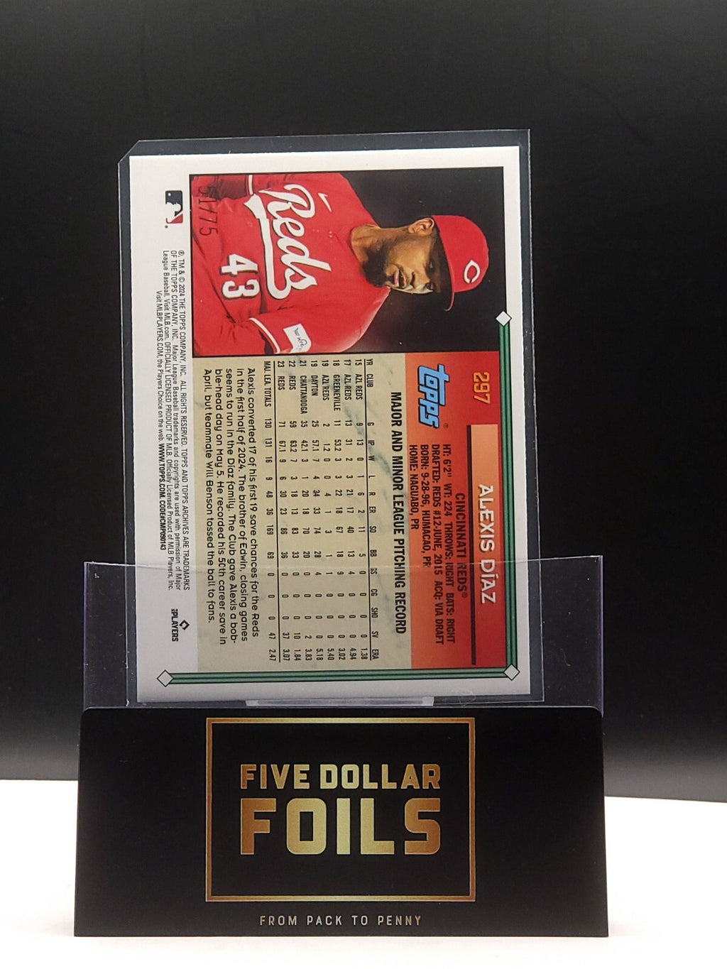 *Free Shipping @$10* 2024 Topps Archives # 257 Alexis Diaz Aqua Foilboard 51/75
