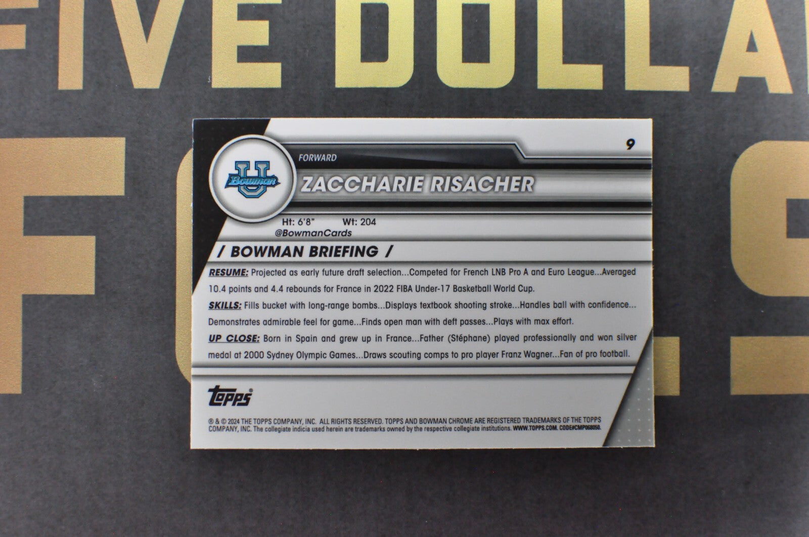 Zaccharie Risacher [Pink] #9 (2023 Bowman Chrome University)