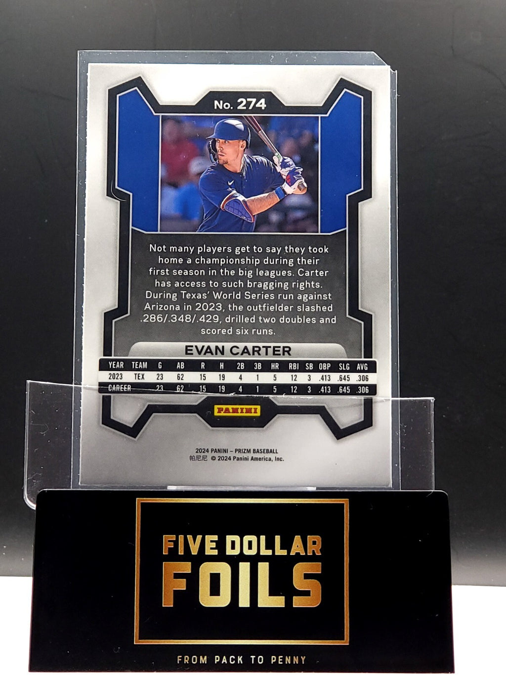 *Free Shipping @ $10* 2024 Panini Prizm #274 Evan Carter
