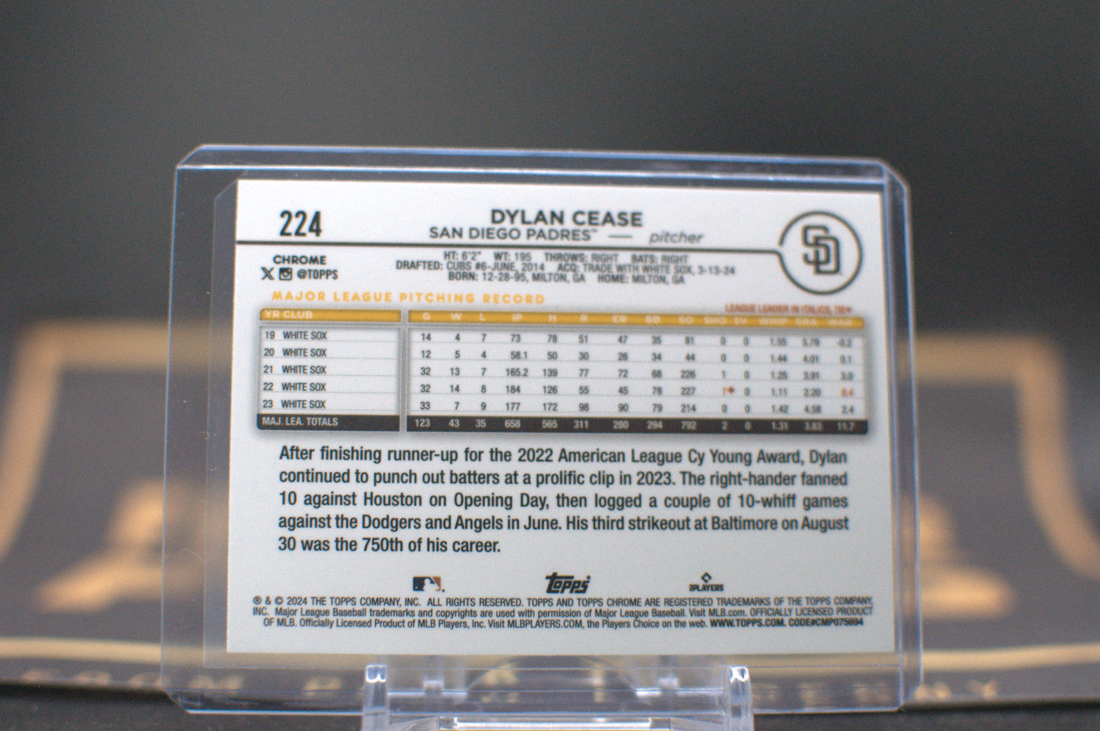2024 Topps Chrome: Dylan Cease [RayWave Refractor] #224