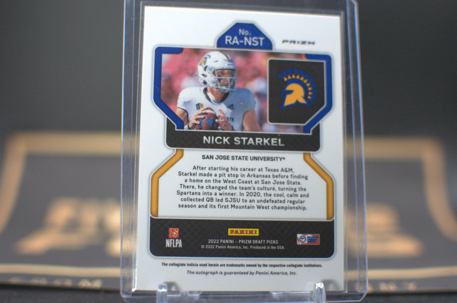 2022 Panini Prizm Draft Picks , Nick Starkel, AUTO, San Jose Spartans, RA-NST