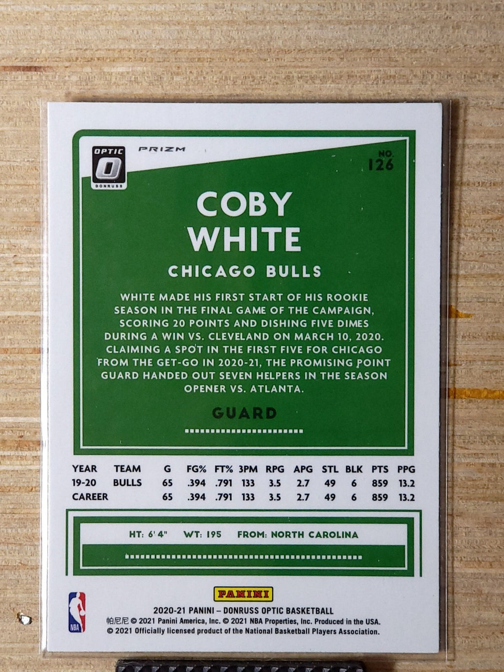 2020-21 Panini Donruss Optic - Coby White #126 Hyper Red Prizm