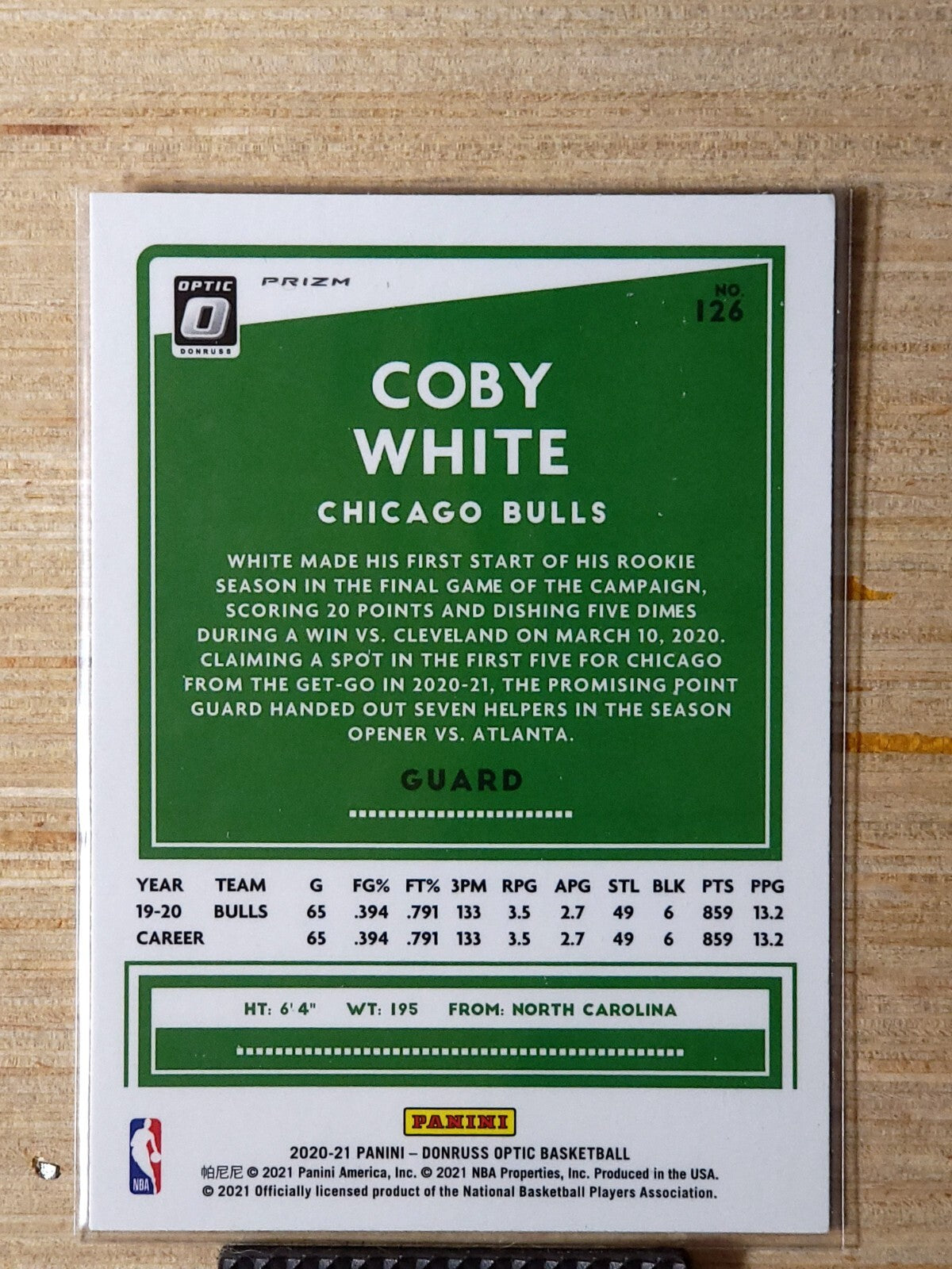 2020-21 Panini Donruss Optic - Coby White #126 Hyper Red Prizm