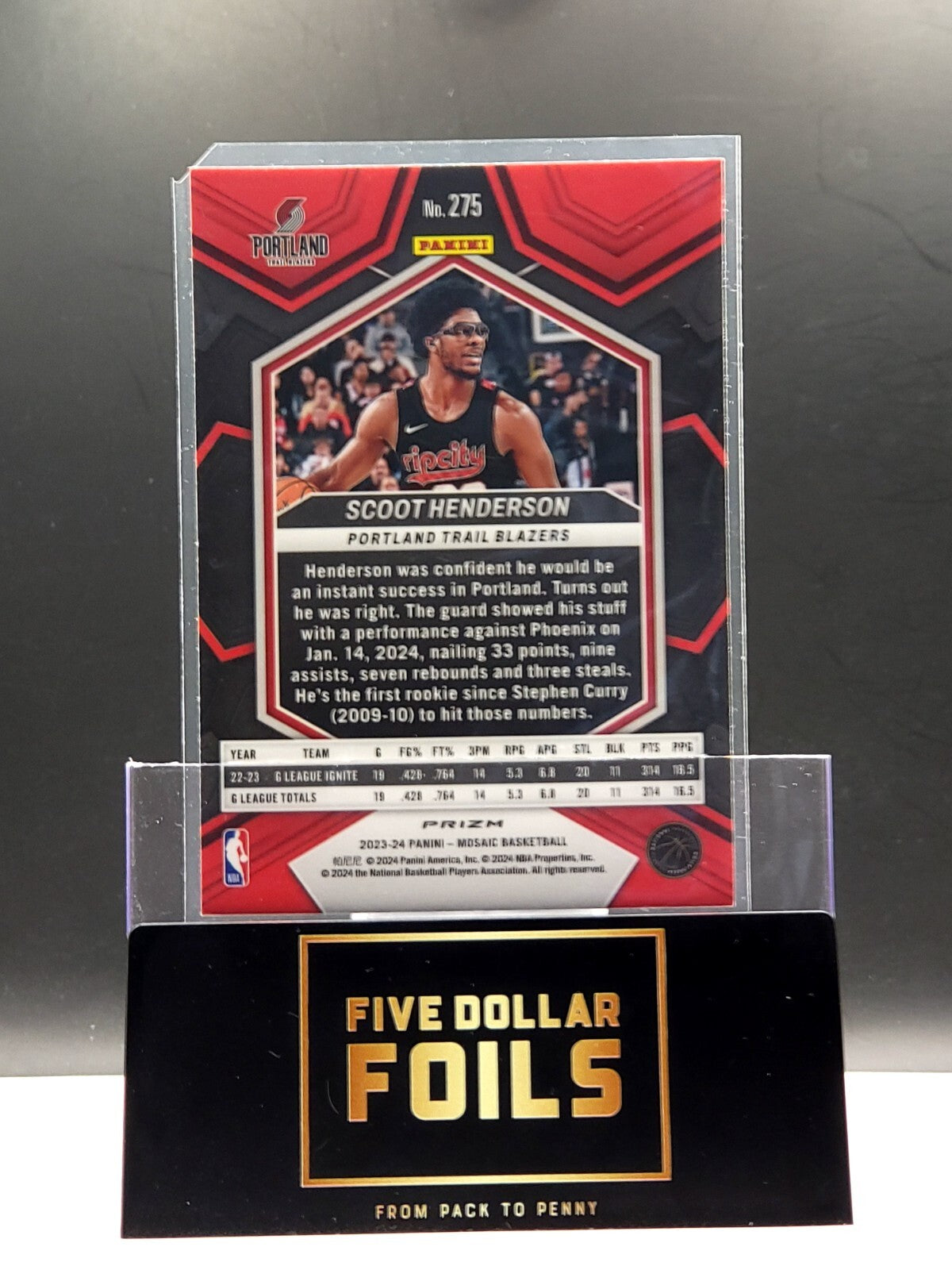 *Free Shipping @$10 2024 Panini Mosaic  City Edition #275 Scoot Henderson Silver