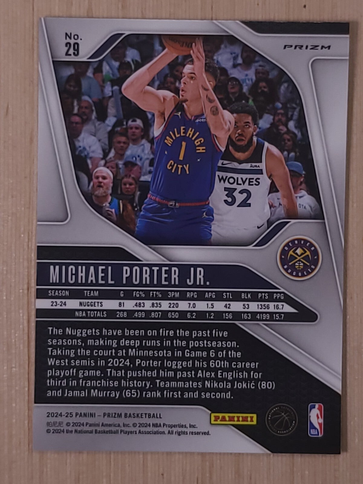 2025 Panini Prizm #29 Michael Porter Jr. Orange ICe