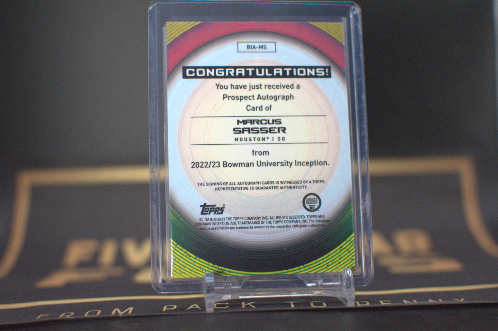 2022-23 Bowman Inception University Auto Marcus Sasser #BIA-MS Auto