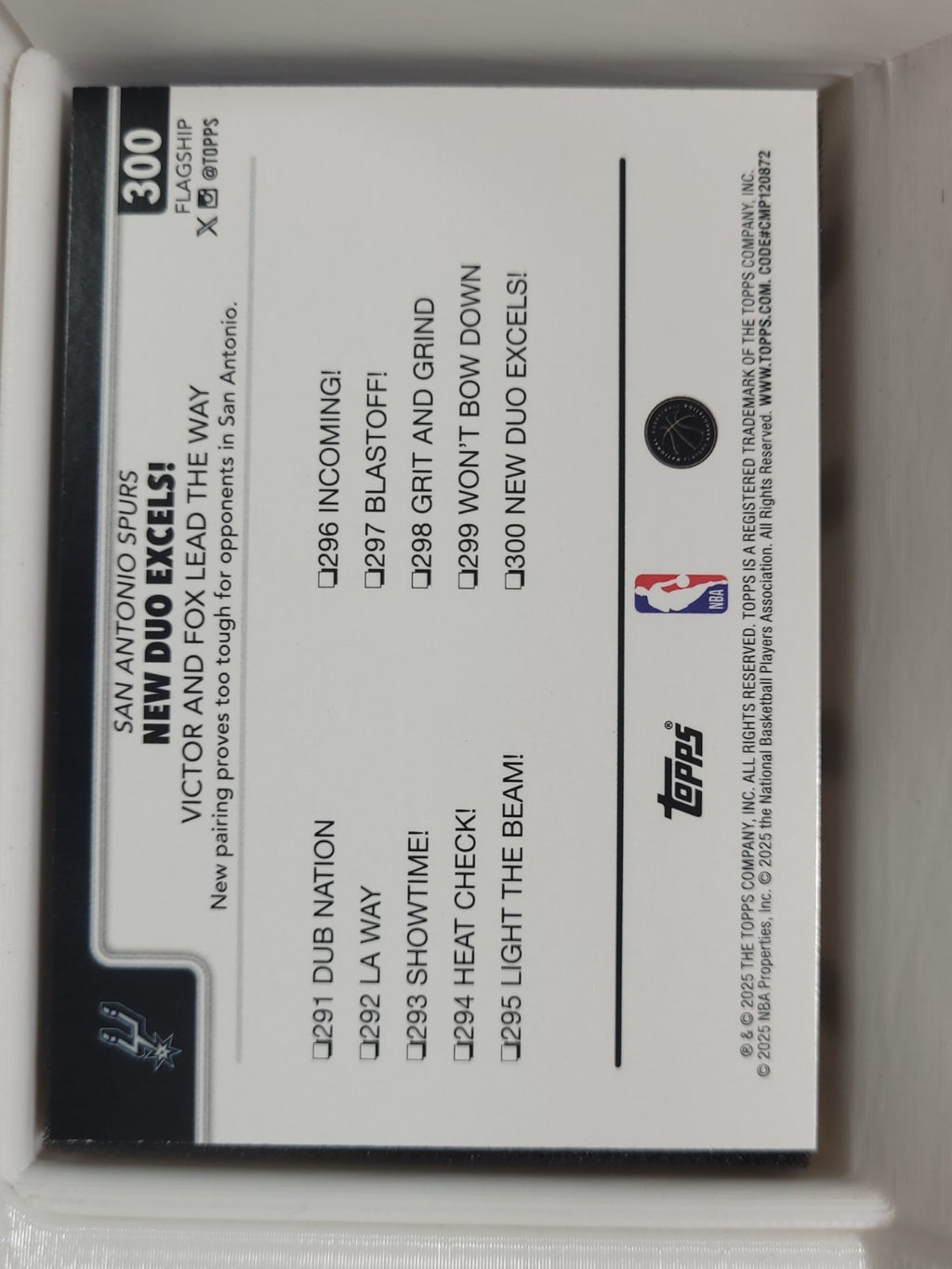 2025-26 Topps Basketball #300 Spurs Team Card