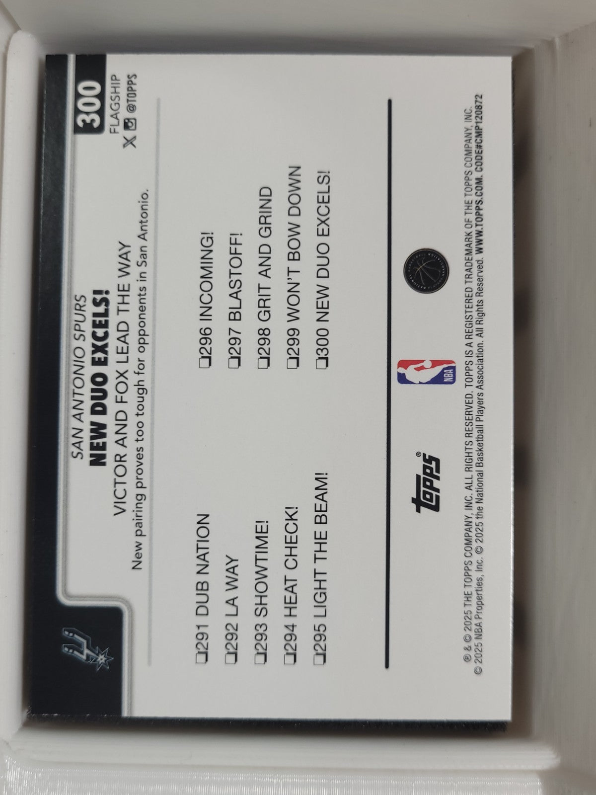 2025-26 Topps Basketball #300 Spurs Team Card