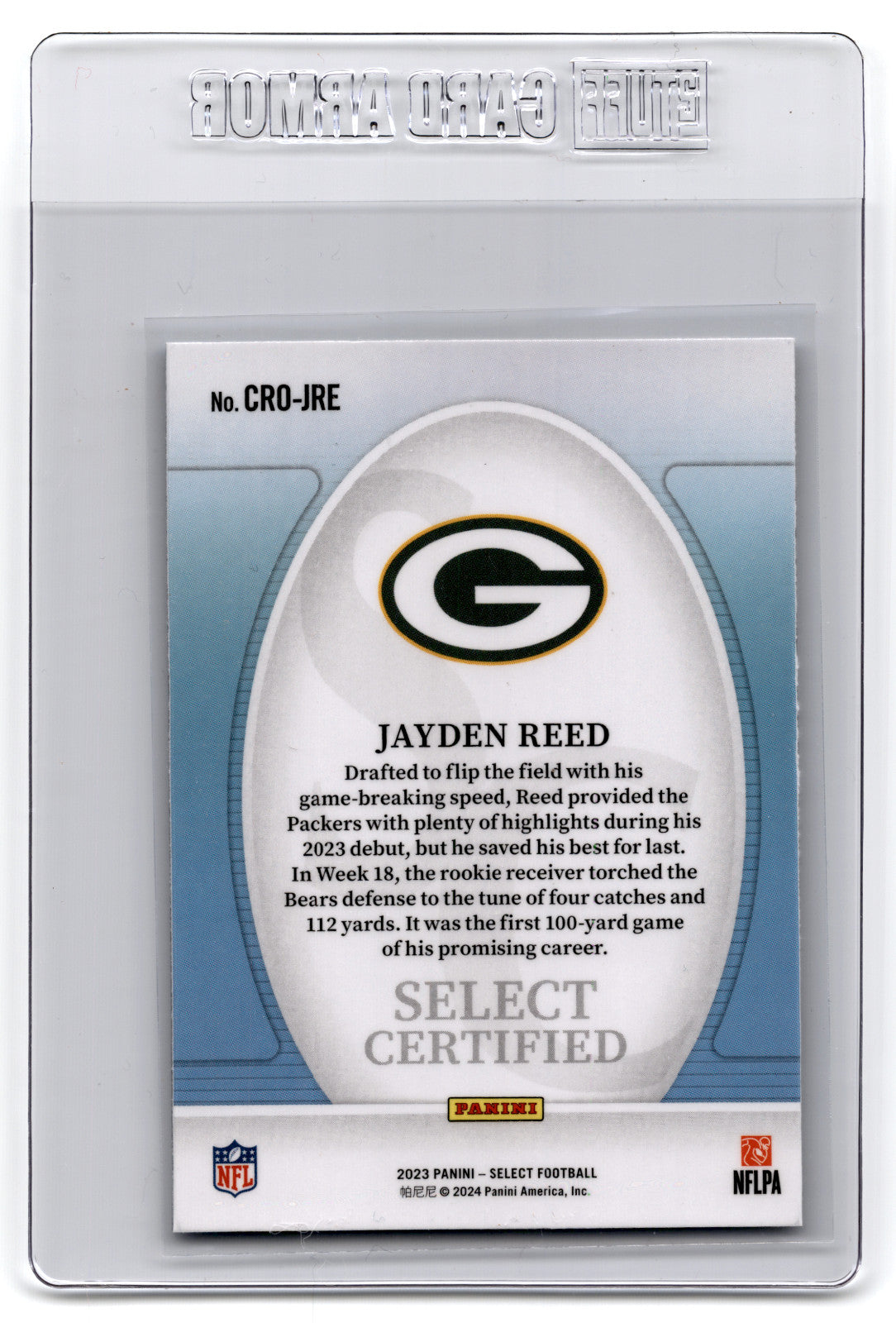 2023 Panini Select - Select Certified Rookies #CRO-JRE Jayden Reed (
