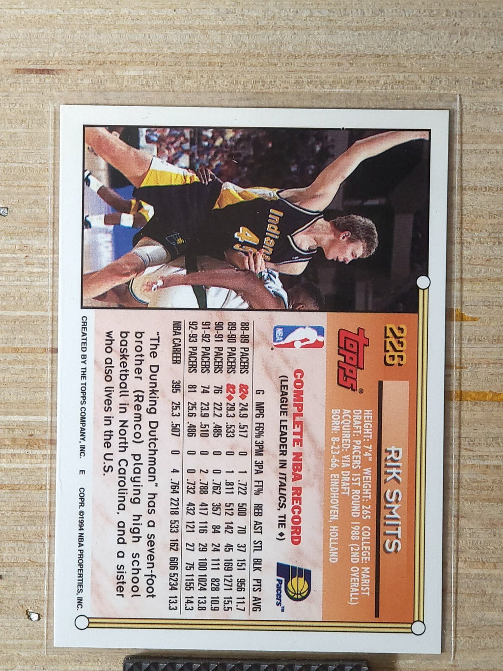 1993-94 Topps - Rik Smits #226 Gold