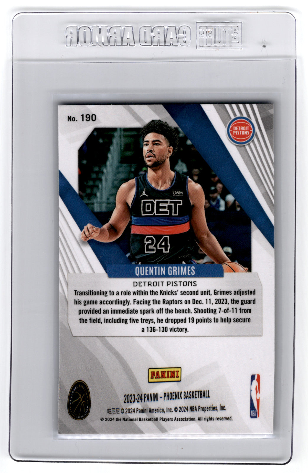 2023 Panini Phoenix Quentin Grimes #190**Free Shipping @ $10+**