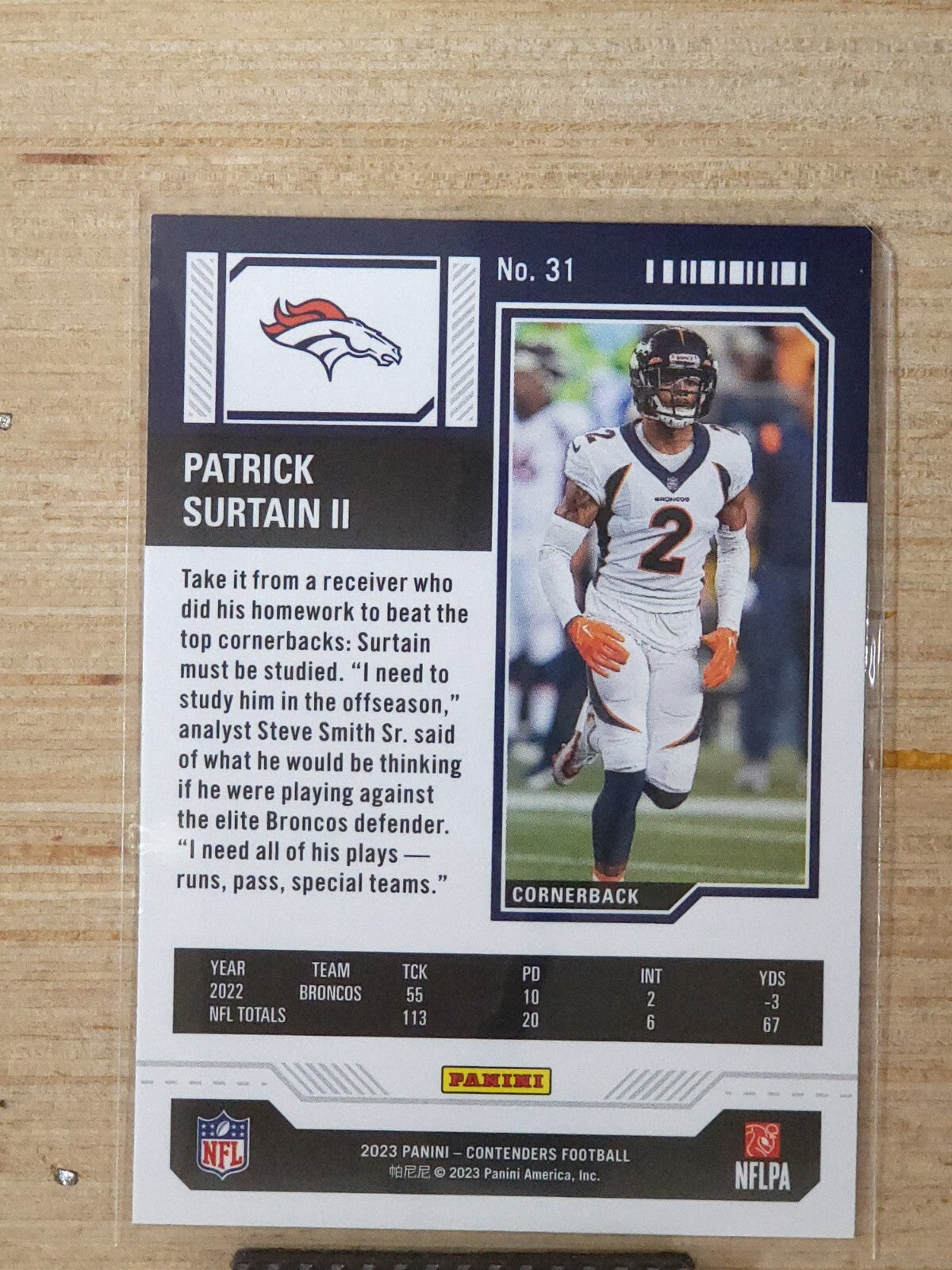 2023 Panini Contenders - Season Ticket #31 Patrick Surtain II